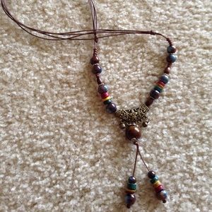 Leather Trap Beads and Bells Necklace